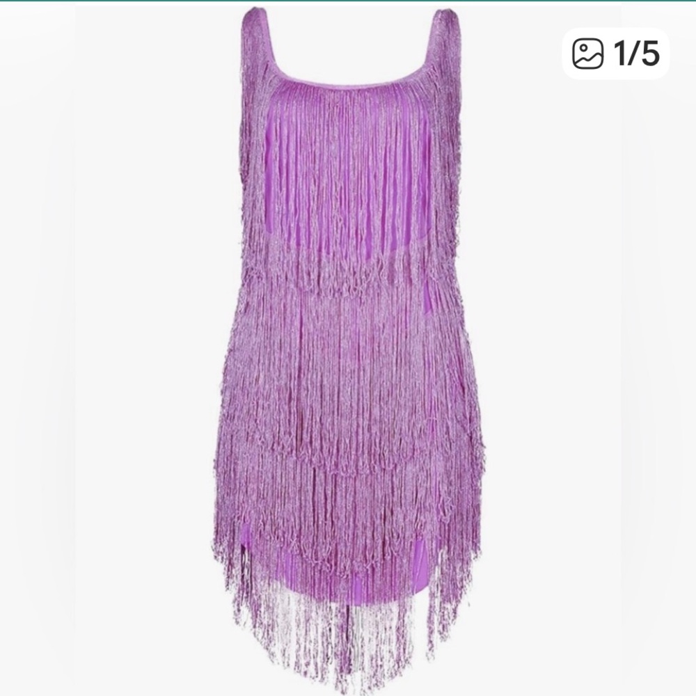 Purple Fringe Mini Dress   size Large